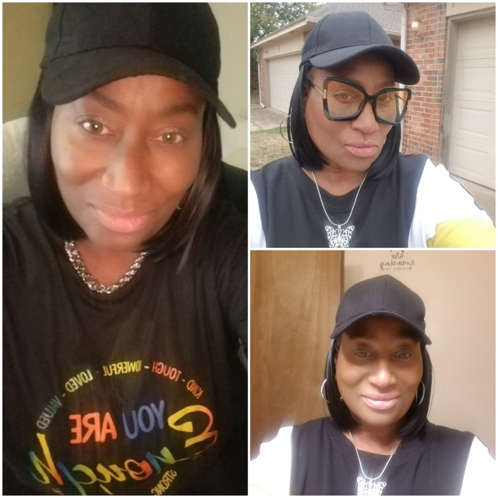 Hat Wig  available in Black or Burgundy Hat